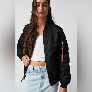 Alpha Industries MA-1 Black/Orange Bomber Jacket Slim Fit Size XS